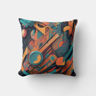 Cojín Decorativo Geometría abstracta vibrante: arte gráfico audaz c