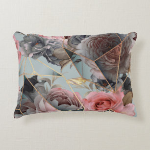 Cojín Decorativo Geometría de cristal floral, retrogrupo de luz de