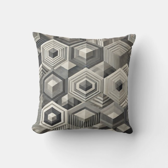 Cojín Decorativo Geometría de escala de grises (máx.) (Anverso)