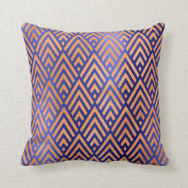 Cojín Decorativo Geometría de triángulo Art Deco Cálido Cobalto Blu