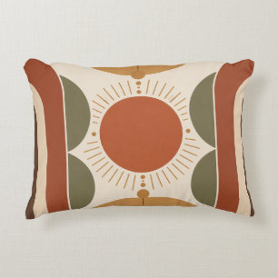Cojín Decorativo Geometría del sol de terracota retro