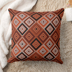 Cojín Decorativo Geometría étnica patchwork marrón naranja 