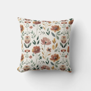 Cojín Decorativo Geometría floral boho: patrón de flores silvestres