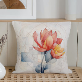 Cojín Decorativo Geometría Floral en Acuarela