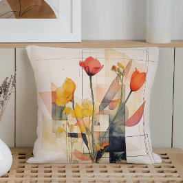 Cojín Decorativo Geometría Floral en Acuarela