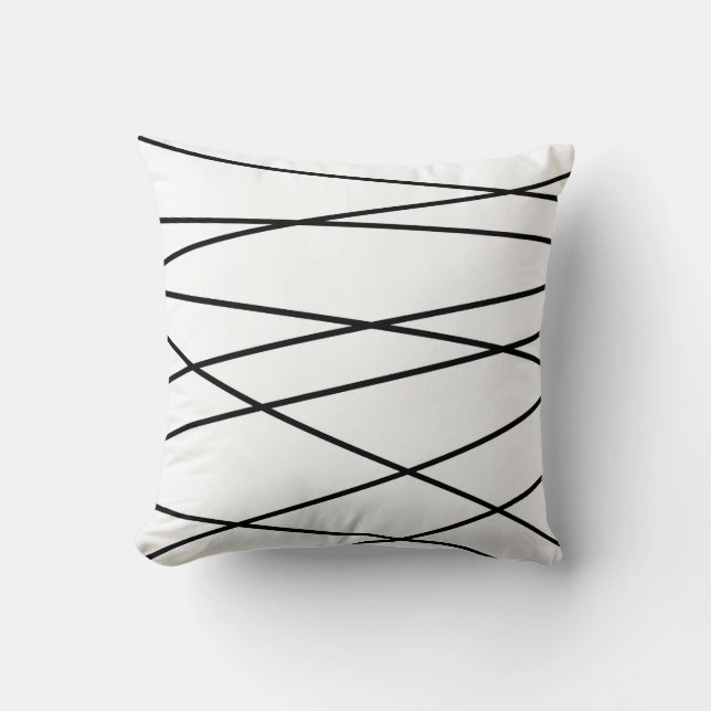 Cojín Decorativo Geometría lineal en blanco y negro (Anverso)