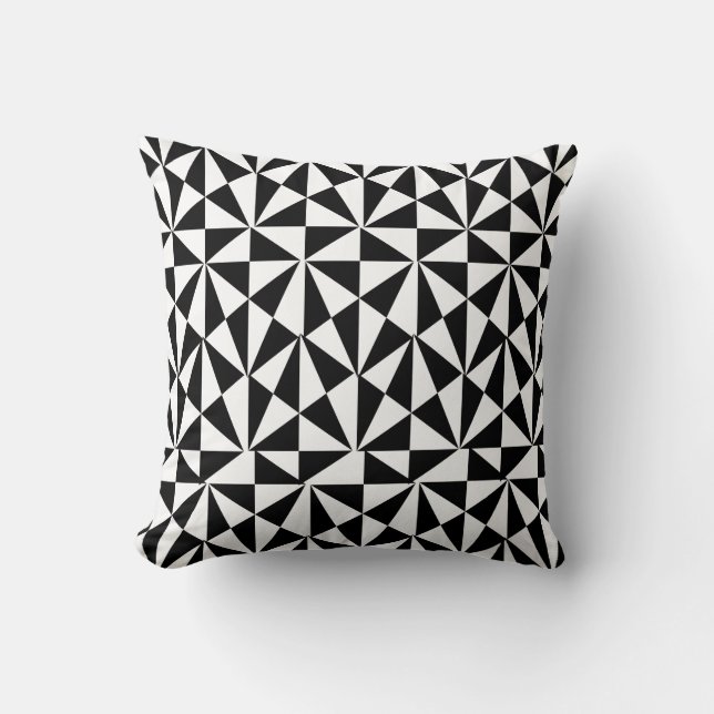 Cojín Decorativo Geometría Negrita Retro Funky Blanco Negro (Anverso)