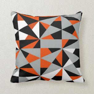 Cojín Decorativo Geometría Negrita Retro Funky Naranja Blanco Negr