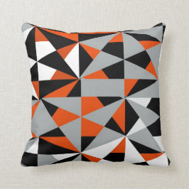Cojín Decorativo Geometría Negrita Retro Funky Naranja Blanco Negro