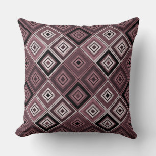 Cojín Decorativo Geometría patchwork étnico marrón burdeos