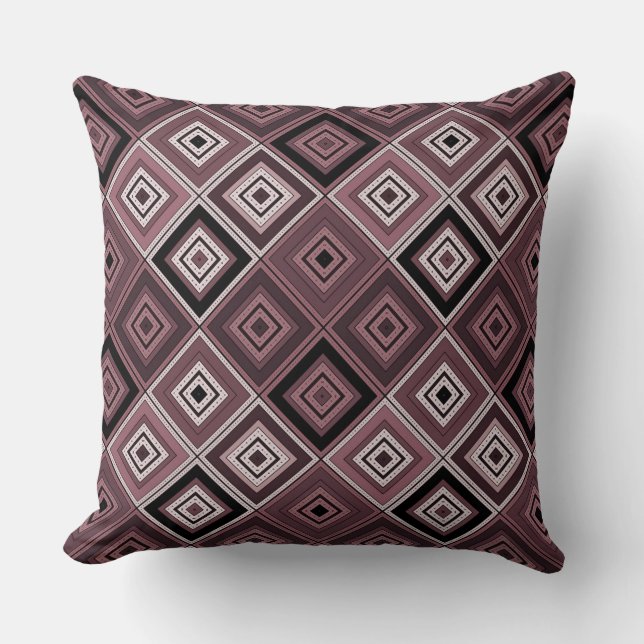Cojín Decorativo Geometría patchwork étnico marrón burdeos (Anverso)
