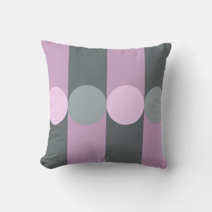 Cojín Decorativo Geometría Retro Tiras Círculos Gris Púrpura