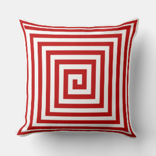 Cojín Decorativo Geometría roja y blanca sólida inversa