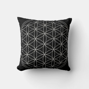 Cojín Decorativo Geometría Sagrada Flor de la Vida Blanco y Negro