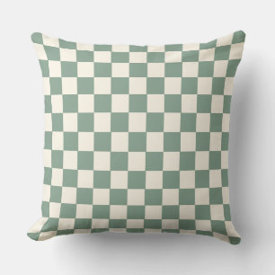 Cojín Decorativo Geometría Tablero Patrón marfil verde