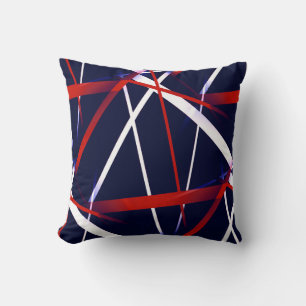 Cojín Decorativo Geometría Urbana Azul Blanco Rojo