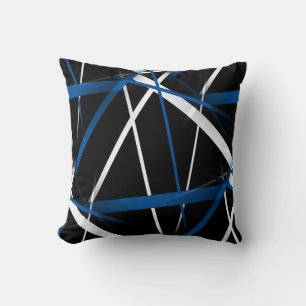 Cojín Decorativo Geometría Urbana Negro Blanco Azul