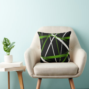 Cojín Decorativo Geometría Urbana Negro Blanco Verde Césped