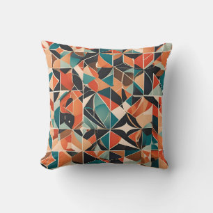 Cojín Decorativo Geometría vintage: Hexageres audaces, triángulos y