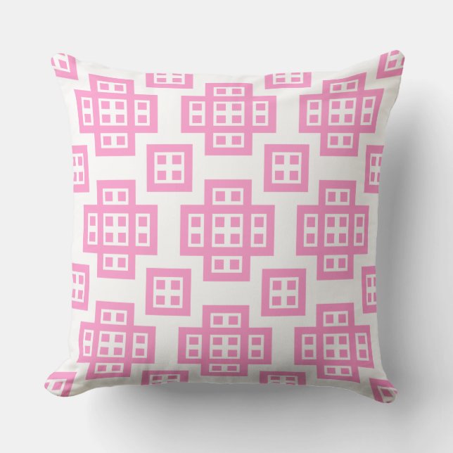 Cojín Decorativo Geometric 030614 - Pink on White (Anverso)