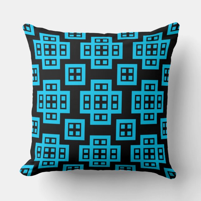 Cojín Decorativo Geometric 030614 - Sky Blue en negro (Anverso)