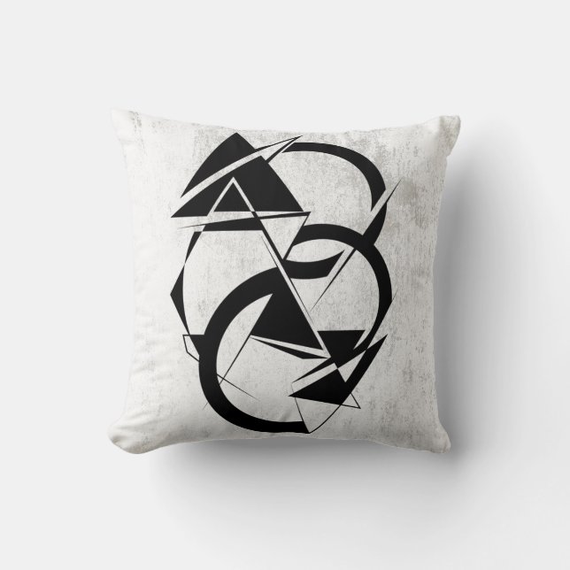 Cojín Decorativo Geometric Black and White Throw Pillow (Anverso)