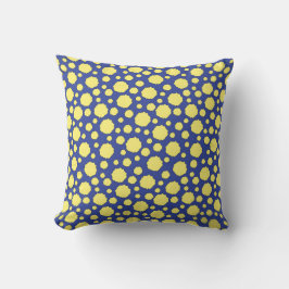 Cojín Decorativo Geometric Funky amarillo círculos sobre fondo azul