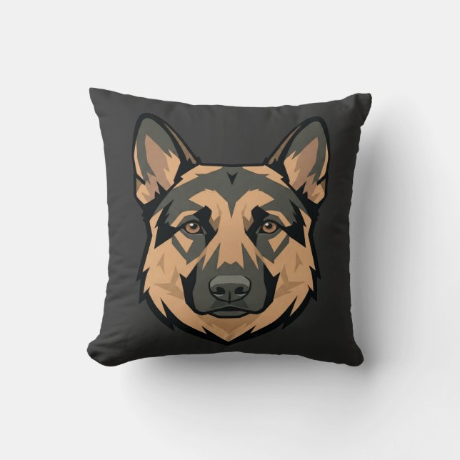 Cojín Decorativo Geometric German Shepherd face Art (Anverso)