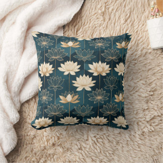 Cojín Decorativo Geometric Gold Lotus on Teal