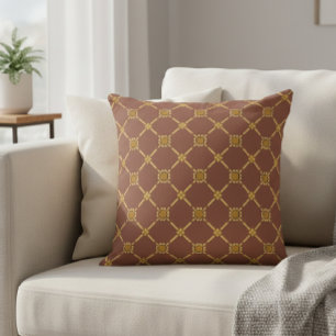 Cojín Decorativo Geometric Gold Trellis Pattern Decorative Pillow