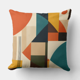Cojín Decorativo Geometric Teal Orange Brown Modernist Abstract