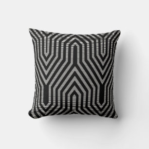 Cojín Decorativo Geométrica Art Deco - blanco y negro