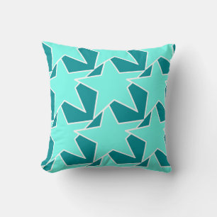 Cojín Decorativo Geométrica de estrella moderna - Aqua y turquesa