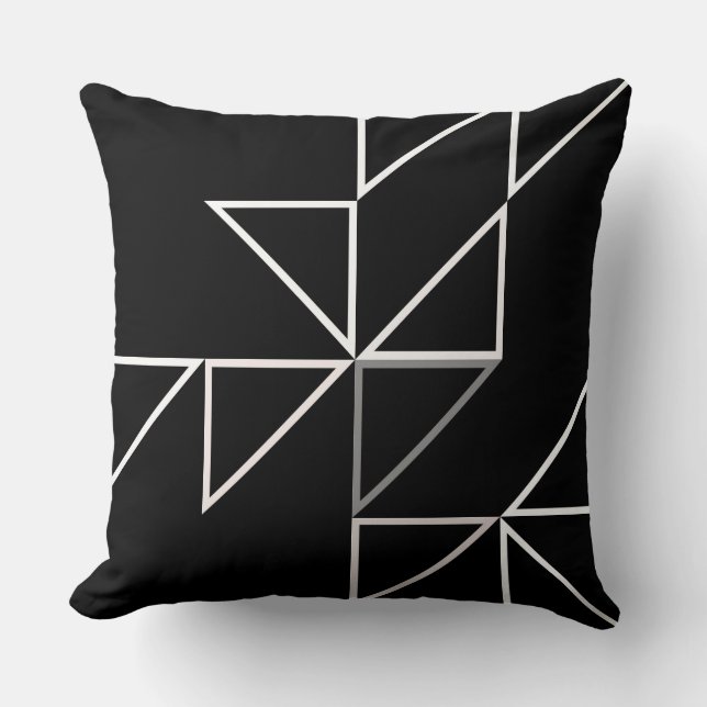 Cojín Decorativo Geométrica del triángulo blanco y negro (Anverso)