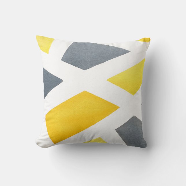 Cojín Decorativo Geométrica gris amarillo (Anverso)