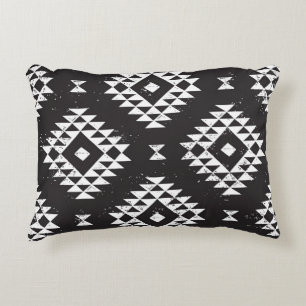 Cojín Decorativo Geométrica Navajo: Tribal Blanco Negro.