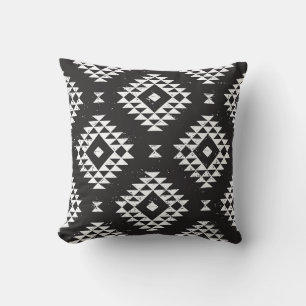 Cojín Decorativo Geométrica Navajo: Tribal Blanco Negro.