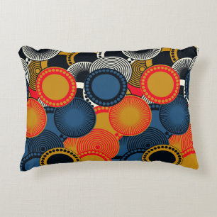 Cojín Decorativo Geométrica Retro: Armonía de Círculos Dorados