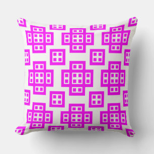 Cojín Decorativo Geométrico 030614 - Magenta sobre blanco
