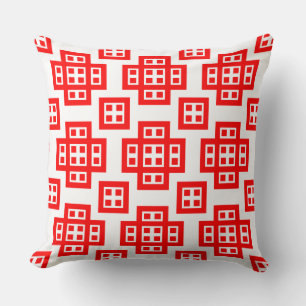 Cojín Decorativo Geométrico 030614 - Rojo sobre blanco