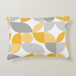 Cojín Decorativo Geométrico Abstracto Amarillo Gris Moderno de Mita