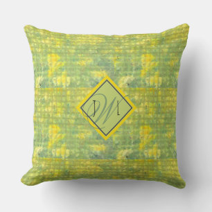 Cojín Decorativo Geométrico abstracto amarillo y verde alegre