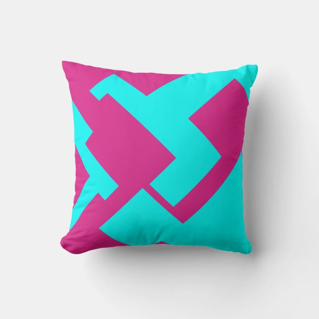 Cojín Decorativo Geométrico abstracto azul rosa (Anverso)