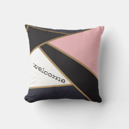 Cojín Decorativo Geométrico Abstracto Negro Blanco Rosa