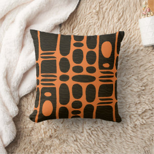 Cojín Decorativo Geométrico Afrocentrico Marrón y Naranja Cromado