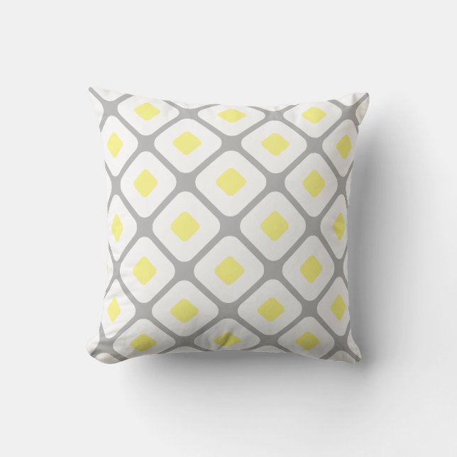 Cojín Decorativo Geométrico amarillo gris moderno (Anverso)