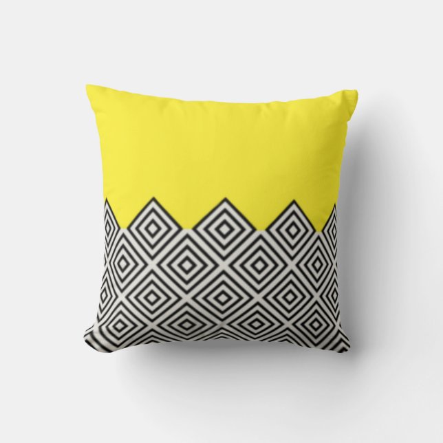 Cojín decorativo geométrico amarillo moderno (Anverso)