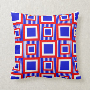 Cojín Decorativo Geométrico azul blanco rojo