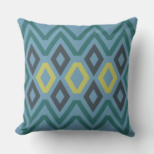 Cojín decorativo geométrico azul de salvia