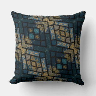 Cojín Decorativo geométrico azul y amarillo